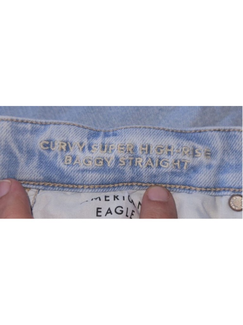 AE Strigid Curvy Super High-Waisted Baggy Straight Jean Size 12 X-Short - Picture 5 of 7